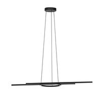 Suspension connectée ZILLERIO-Z LED 2X8W en acier et aluminium noir 1160x300x1100mm