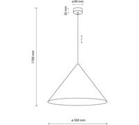 Suspension Cono, à 1 lampe, Ø 50 cm, terre cuite, E27 Cono TK Lighting, dimmable, marron, Salon / Salle à manger, Métal, Moderne