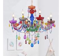 Suspension contemporaine en Cristal, Lampe Suspendue Arc-en-Ciel étoilée, Multicolore, en Acier, pour Salon, Chambre, Couloir, avec Source Lumineuse, Effet Lustre Plafond