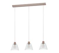 Suspension COPLEY E27 3X40W en acier et aluminium rose or 900x200x1100mm