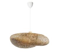 Suspension créative pour cuisine double couche de soie de bambou et osier rétro blanc 590 x 450 mm.