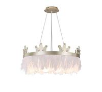 Suspension Créativité Couronne Plume, Lustre Moderne Romantique Abat-Jour Duveteux à Hauteur Réglable, Plafonnier pour Chambre d'enfant, Salon, Chambres - Doré, 55x28cm