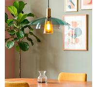 LEDKIA LIGHTING - Suspension Cristal Dolly | Design élégant | Compatible ampoules E27 | Idéal pour espaces vintage | Verre coloré & métal doré, Multicolore