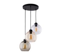 Suspension Cubus 3 Lampes, Transparente/Miel/Brune