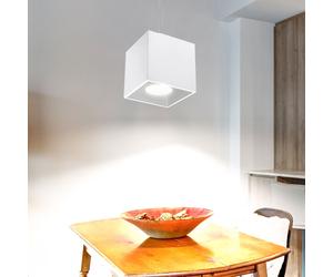 Suspension cylindre plafonnier suspension lampes de salle à manger modernes, aluminium blanc, 1x GU10, LxH 10x80 cm, salon