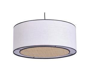 Suspension cylindrique en lin blanc et rabane naturelle D50 cm TRAVES