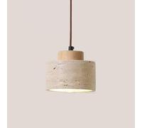 Suspension cylindrique en pierre naturelle style nordique, petit modèle moderne du milieu du siècle, style industriel rustique en bois, idéal pour une salle à manger, une cuisine, une ferme, une chamb