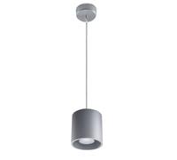 Suspension cylindrique pour table à manger, plafonnier, suspension moderne, salon, gris aluminium, 1x GU10, PxH 10x80 cm, salle à manger