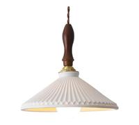 Suspension de 23 cm, Style Chinois Vintage, en Bois et cuivre, luminaire Suspendu, Abat-Jour en céramique givrée, Cordon réglable, Compatible avec Les familles d'accueil.