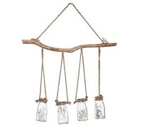 Atmosphera - Suspension murale 4 fleurs séchées - Pot en verre - H45 cm
