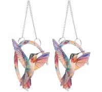 Suspension de Fenêtre en Acrylique Oiseau-mouche 2 Pièces pour Mur