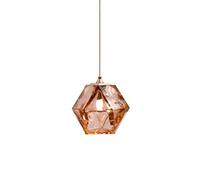 Suspension de luxe légère de style artistique, pendentif ambré de forme polyédrique en fer forgé et verre, lustre adapté pour hall d'entrée, chambre, maison de campagne, îlot de cuisine, couloir