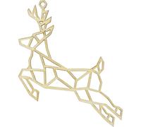 Suspension De Noël En Bois Cerf Esprit Origami 14cm