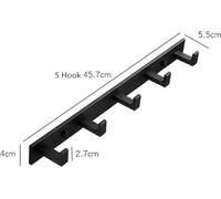 Suspension de panneaux muraux avec crochets, aluminium noir, dimensions 45,7x4,1 cm