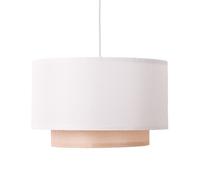 Suspension de Plafond avec Abat-Jour en Tissu Blanc et Rotin Ø 40 cm ""EMMA"" - E27