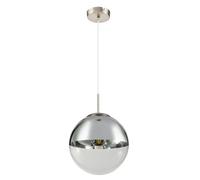 Suspension de plafond Lampe de salon en verre sphérique Lampe à suspendre chromée claire en kit, ampoules LED incluses