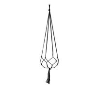 Suspension de plantes en macramé avec pompon, suspension en macramé pour intérieur - Panier suspendu en corde tressée pour plantes ou décoration d'intérieur bohème, 90 cm (noir)