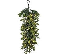 Suspension de porte de Noël artificielle - Décoration murale lumineuse pour | Couronne de pin artificielle avec lumières LED pré-éclairées, décoration murale festive, idéale pour porte d'entrée, fenêtre