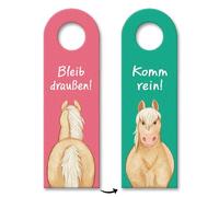 Suspension de porte en forme de cheval avec inscription en allemand « Komm rein Poney » pour chambre d'enfant, adolescente, idéale pour les amateurs de Haflinger