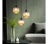 Suspension De Salle À Manger 3 Flammes En Verre Fumé Noir E14 Cuisine