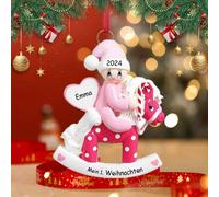 Suspension de Sapin de Noël en Bois Personnalisée Nom Texte Année Décoration de Noël Suspension de Noël Boule de Bébé Cadeaux de Noël (C)