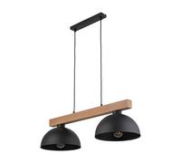 Suspension De Table Noir Scandinave Métal Bois Allongée E27 Lampe Suspendue
