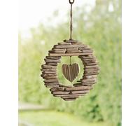 Suspension décorative "Cœur" en bois flotté dans le style maison de campagne, couronne en bois, décoration de fenêtre, décoration suspendue pour l'intérieur et l'extérieur, décoration de jardin