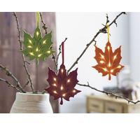Suspension décorative "Feuille d'érable" en feutre avec éclairage LED, 16 cm, décoration d'automne, décoration lumineuse