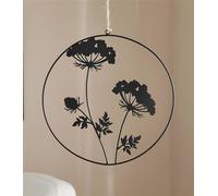 Suspension décorative "fleurs" en métal, noir mat, Ø 35 cm, décoration murale, tableau mural, décoration de porte, décoration de fenêtre