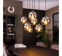 Suspension design abat-jour en verre fumé 7 lampes BILLY
