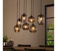 Suspension design abat-jour verre fumé 7 lampes SHADOW