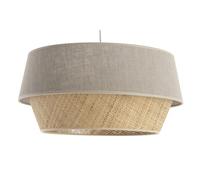 Suspension design bi-matière en lin grège et rabane naturelle D45 cm SENSA