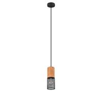 Suspension design en bois, lampe pendule, cage noire mate, éclairage de salle à manger