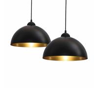 Suspension design lustre vintage noir-doré luminaire plafond cuisine E27 chambre