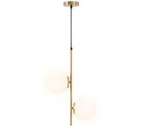 HOMCOM Suspension luminaire moderne, lustre plafonnier de double-tête, lumière suspendue réglable pour entrée, salon, ton doré