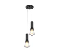 Suspension design noire métal 2x E27 moderne lampe pendante industrielle
