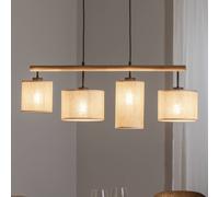 Suspension Deva Nature, à 4 lampes, textile Nature TK Lighting, dimmable, bois clair, Salon / Salle à manger, Bois, Scandinave
