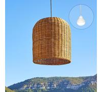 Lumisky Suspension GIACOMO NOMAD en rotin naturel style bohème avec ampoule LED blanc/RGB nomade