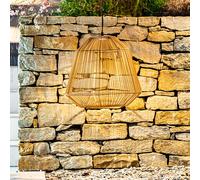 Lumisky Suspension solaire bohème naturel style vannerie tressée LED blanc chaud MAYA H39cm