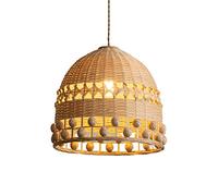 Suspension D'Extérieur Style Sud-Est Asiatique, Abat-Jour Creux, Lot de 1, Cage En Bambou, Panier En Osier Et Rotin, Décoratif de Style Ferme, Idéal Poure Chambre, Salon Ou Couloir./30Cm/A