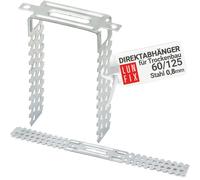 Suspension directe 60/125 mm en acier galvanisé 0,8 mm pour plafond et cloison sèche, compatible profilés CD 60/27, lot de 1 pièces, suspente placo robuste pour ossature métallique