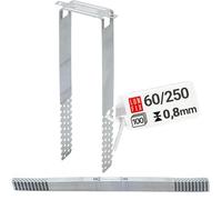 Suspension directe 60/250 mm en acier galvanisé 0,8 mm pour plafond et cloison sèche, compatible profilés CD 60/27, lot de 100 pièces, suspente placo robuste pour ossature métallique