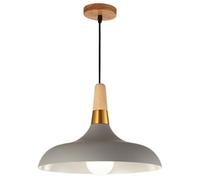 Suspension dôme Moderne - Abat-Jour métallique coloré Unique, Design Nordique, coupelle de Plafond en Bois Rustique, plafonnier 1 lumière pour Salle à Manger, culot E26/E27