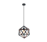 Suspension E1 E27 1X60W en acier noir et cuivre D305mm