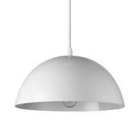 Suspension E27 à Une tête, Style Minimaliste français, Lampe Suspendue Semi-Circulaire créative en Fer coloré, luminaire décoratif pour Salon de thé, Restaurant, Magasin de vêtements (Blanc)
