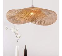 Suspension E27 Bambou Pendentif Industriel Lustre Tissage Intérieur Vintage Naturel Luminaire Plafonnier Suspendue pour Restaurant Salon Chambre Café, 100cm