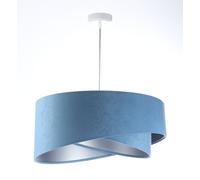 Suspension E27 Bleue Argentée Ronde Ø 50 Cm En Velours