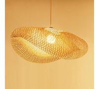 Suspension E27 Lustre Tissage Intérieur Vintage Bambou Naturel Luminaire Plafonnier Hauteur Réglable Suspendue Créations Garden Restaurant Salon Chambre Café Bambou Osier Rotin Vague Lampes,100cm