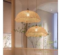 Suspension E27 Lustre Tissage Lntérieur Vintage Lampe de plafond en osier naturel Rétro Plafonnier encastré Lampe suspendue de couloir de chambre créative Chambre Restaurant Salon De Thé Café Lampe