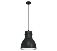 Eglo Suspension luminaire Ebury, lustre chambre industriel et scandinave, plafonnier salon ou salle à manger en métal noir, blanc, douille E27